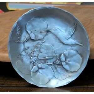Wendell August Forge Aluminum Flying Hummingbird Flowers Coaster Trinket Dish